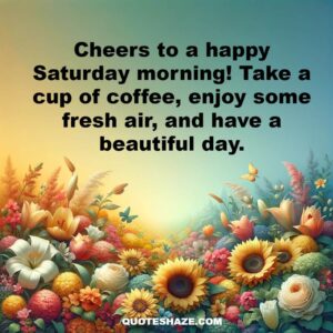Cheers to a happy Saturday morning! Take a cup of coffee, enjoy some fresh air, and have a beautiful day