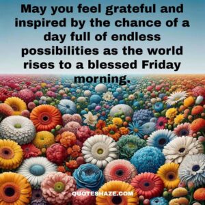 May you feel grateful and inspired by the chance of a day full of endless possibilities as the world rises to a blessed Friday morning