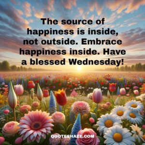 The source of happiness is inside, not outside. Embrace happiness inside. Have a blessed Wednesday!