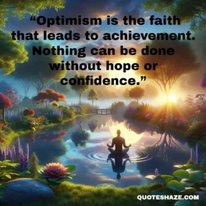 optimism is the faith that leads to achievement. nothing can be done without hope or confidence