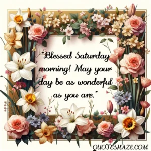 Blessed Saturday morning! May your day be as wonderful as you are