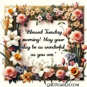 Blessed Tuesday morning! May your day be as wonderful as you are