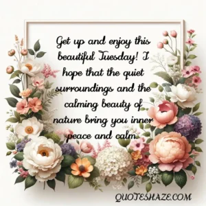 Get up and enjoy this beautiful Tuesday! I hope that the quiet surroundings and the calming beauty of nature bring you inner peace and calm.