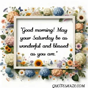 Good morning! May your Saturday be as wonderful and blessed as you are