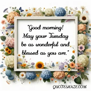 Good morning! May your Tuesday be as wonderful and blessed as you are