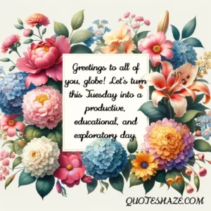 Greetings to all of you, globe! Let's turn this Tuesday into a productive, educational, and exploratory day.