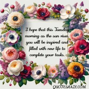 I hope that this Tuesday morning as the sun rises, you will be inspired and filled with new life to complete your tasks.