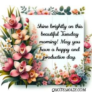 Shine brightly on this beautiful Tuesday morning! May you have a happy and productive day.
