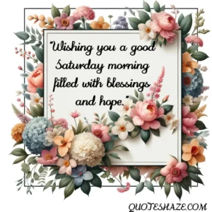 Wishing you a good Saturday morning filled with blessings and hope