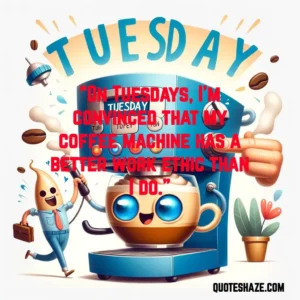 on tuesdays, I'm convinced that my coffee machine has a better work ethic than I do.