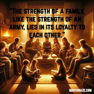 the strength of a family, like the strength of an army, lies in its loyalty to each other.