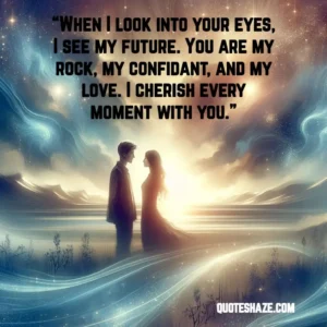 when I look into your eyes, I see my future. you are my rock, my confidant, and my love. I cherish every moment with you.